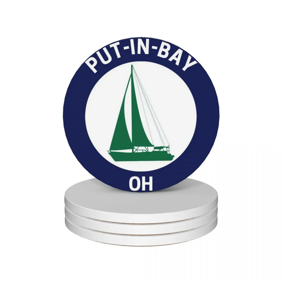 

Vintage Put-In-Bay Ohio Ceramic Coasters (Set of 4) for table flower Coasters