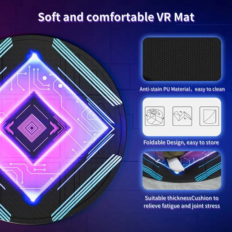 Foldable VR Mat For Meta Quest 3/Vision Pro, Round Anti Fatigue Large Mat, Anti-Slip And Comfortable Floor Mat