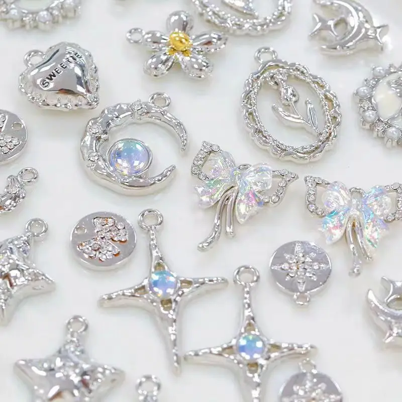 

Wholesale Y2K Silver Charms for Jewelry Making Accessories DIY Pendant Necklace Bracelet Earring Women Girl Luxury Female Gift