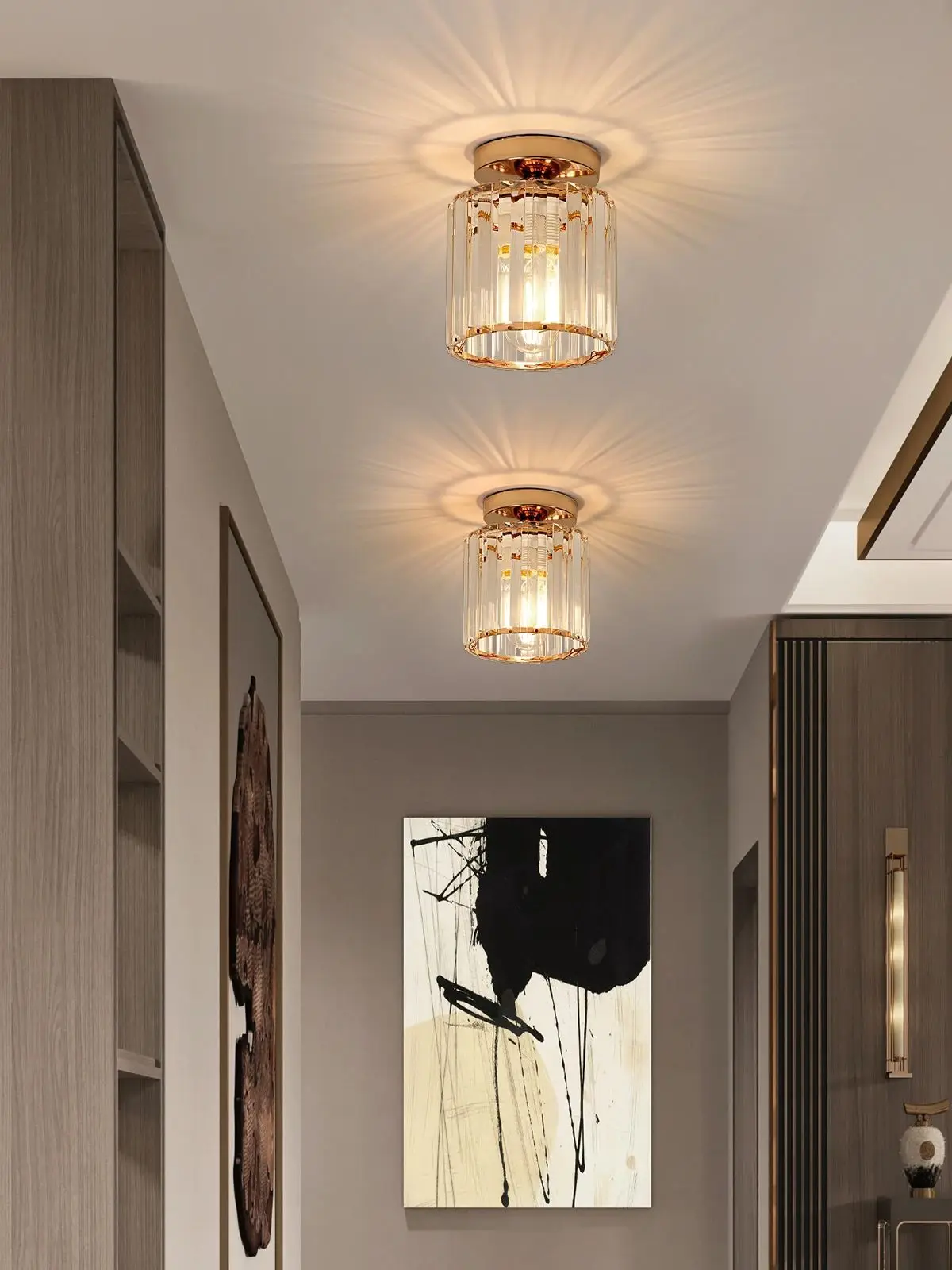 Moderne Kristall-Kronleuchter Deckenleuchte, Deckenlampe für Küche, Wohnzimmer, Schlafzimmer, Flur, E27, ohne Glühbirne – Detail 6