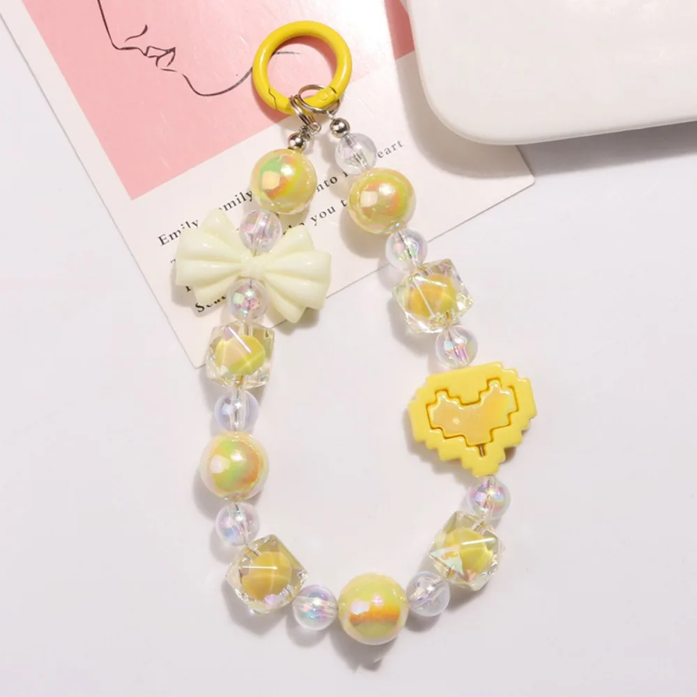 

Anti-lost Bow Mobile Phone Straps Lanyard Acrylic Beaded Wrist Strap Bracelet Korean Style Keychain Bag Chain
