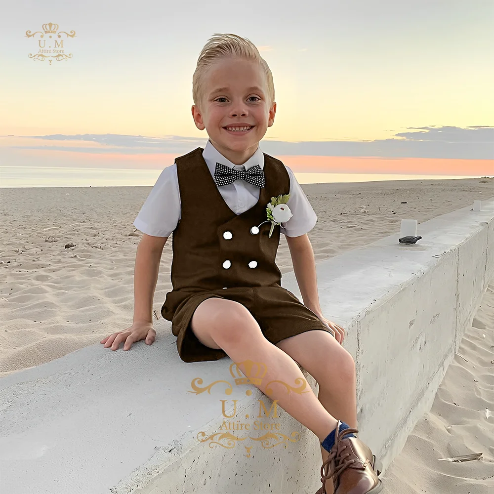 Boys' 2-piece suit (vest+shorts) Summer beach children's attire custom kids tuxedo for wedding pageboy ball party birthday gift