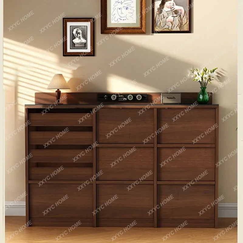 

Medieval style household rock slab dining side cabinet integrated locker against the wall