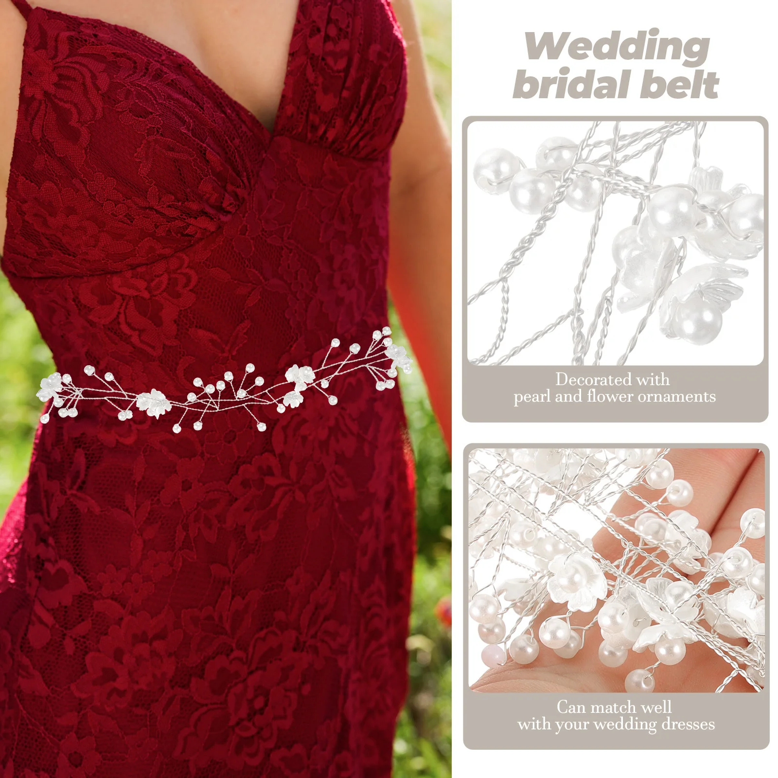 

For Pearl For Bridal Bridal Pearl Flower Belt Wedding Women Dress Belt Decorative Elegant Dress Accessory