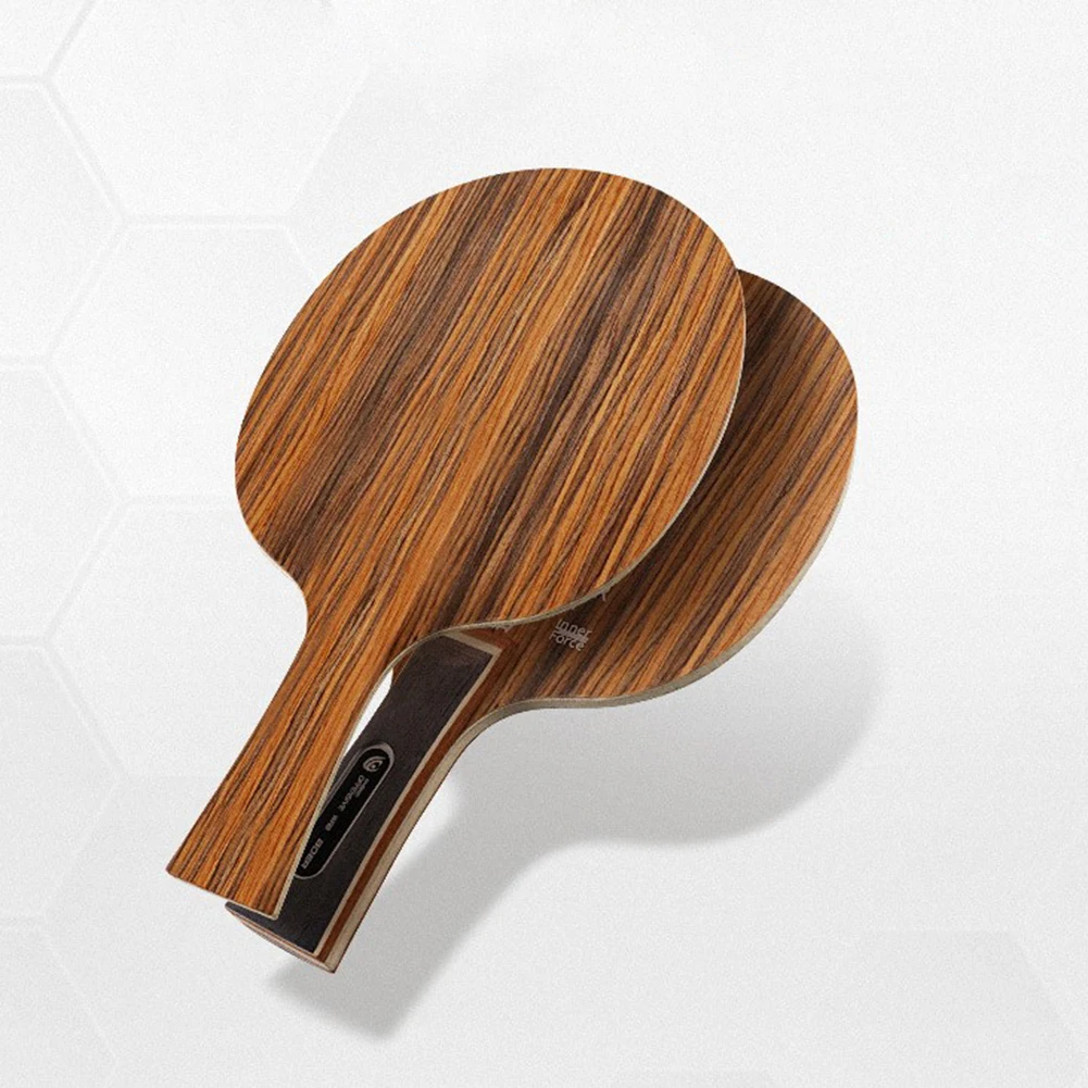 Raket Tenis Meja 5 Lapis Pelat Bawah Kayu Eboni Dalbergia Gagang Panjang Pisau Ping-Pong Pemain Rekreasi Profesional