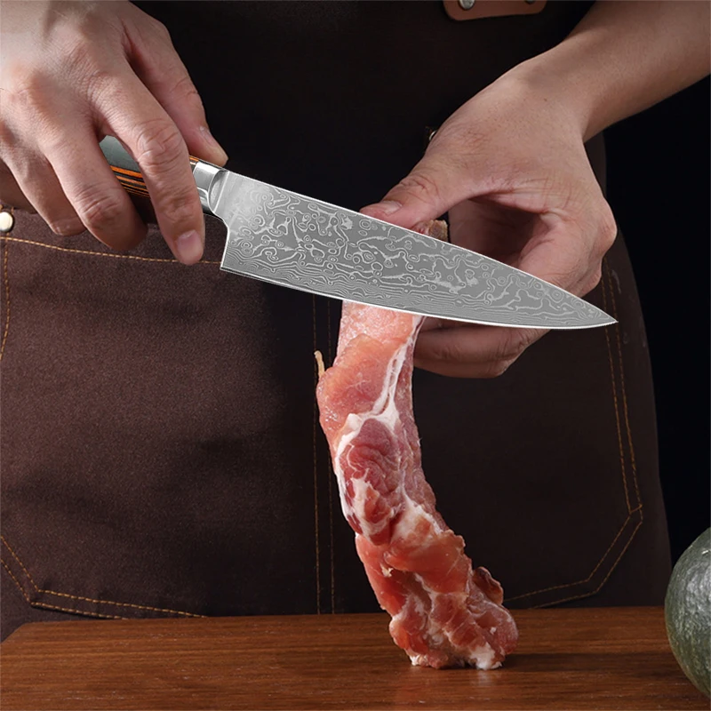 Damascus Steel Kitchen Knife Boning Steak BBQ Meat Cleaver Chef Utility Knife Paring  Kitchen Tools image 5