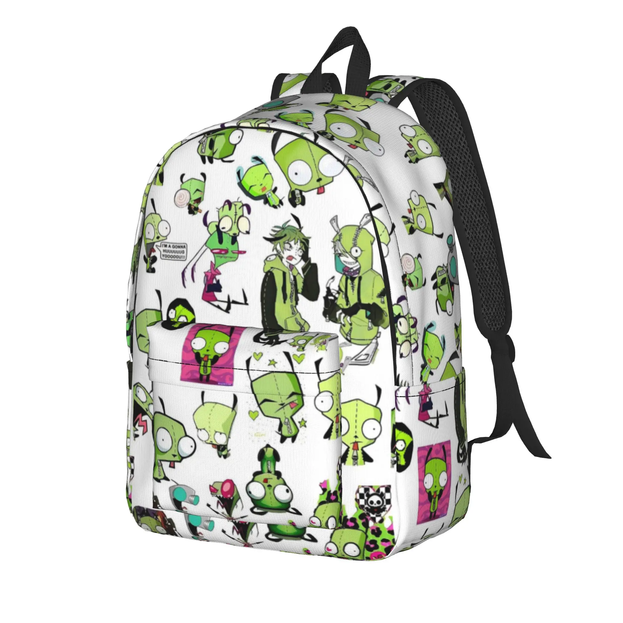 Invaders Zims Gir Cartoon Backpack for Men Women Casual High School Hiking Travel Daypack Laptop Canvas Bags Gift