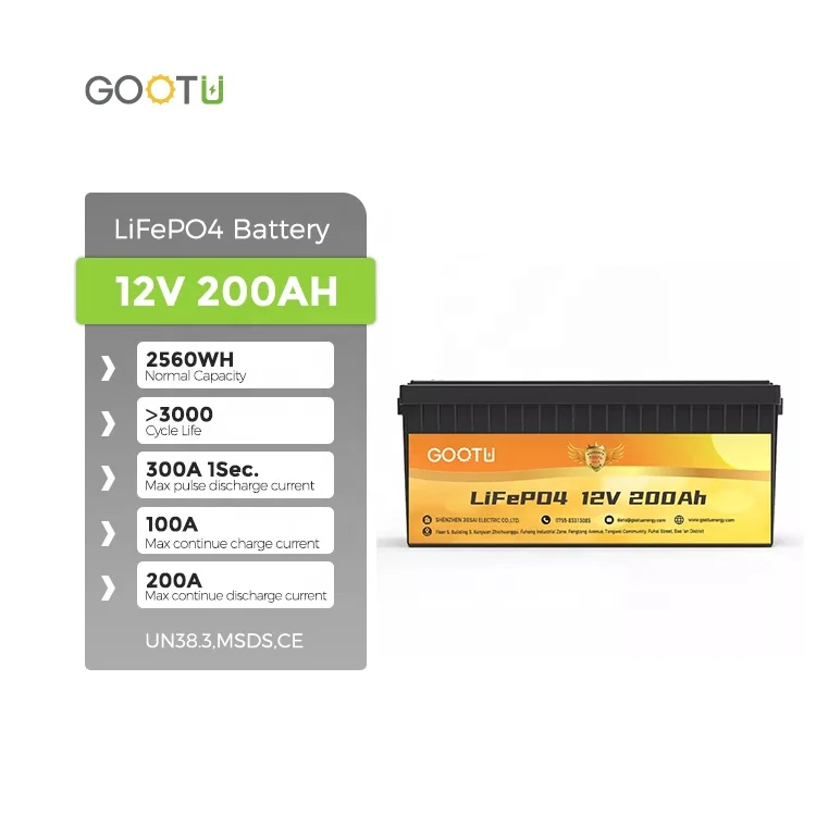 

GOOTU 12V 200Ah Lithium Ion Phosphate Batteries 3000 Times Cycles CATL Battery Cells 12.8V Energy Storage LiFePO4 Battery Pack