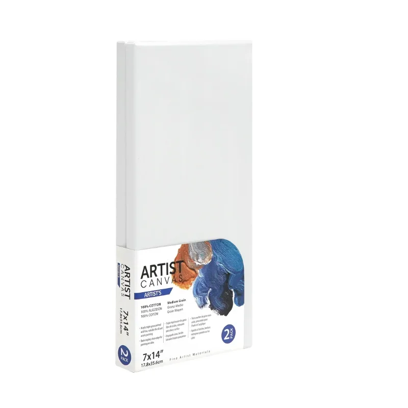 

Fully Upgraded Artist Stretched Canvas, 100% Cotton Acid Free White Canvas, 7"X14", , Deluxe Canvas, New upgrade.Fast delivery.
