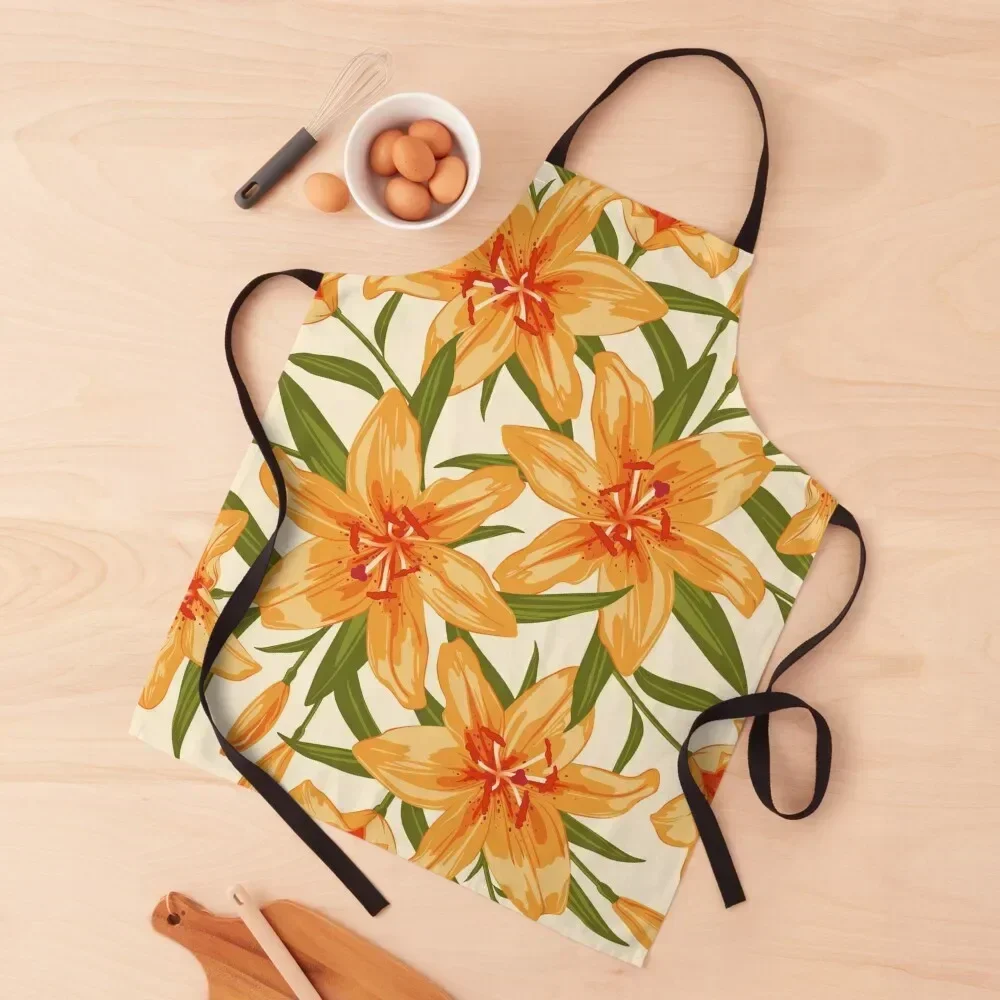 

Orange Lilies. Flower illustration Apron christmas kitchen Kitchen And Household Goods For Cooking Apron