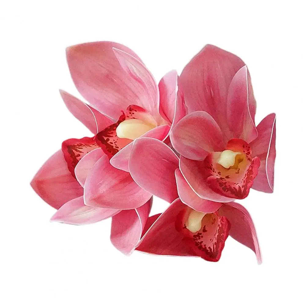 Artificial Flower Simulation Cymbidium Fine Workmanship Weather-resistant 4 Branches Real Touch Ultra Realistic Home Decor