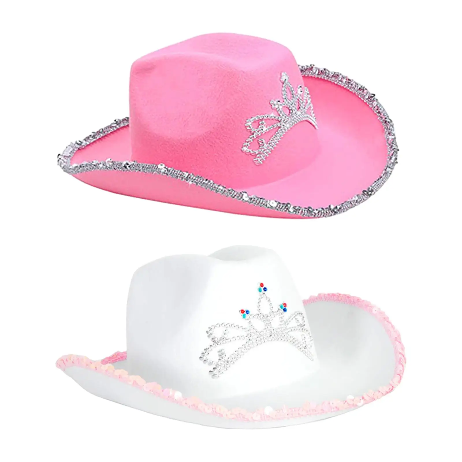 Cowgirl Hats Decorative Breathable Shiny Comfortable Dress up Cowboy Hat Jazz Hat for Bridesmaid Girls Bride Women Engagement