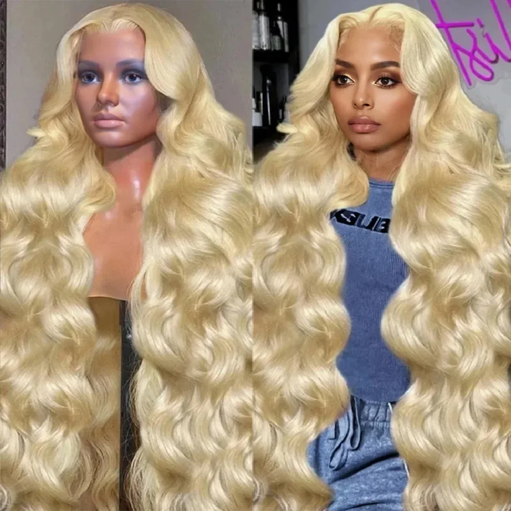 13x4 13x6 HD Lace Frontal Wigs 200 Density Preplucked Prebleached 613 Blonde Body Wave Human Hair Wigs For Women 46 Long Inch
