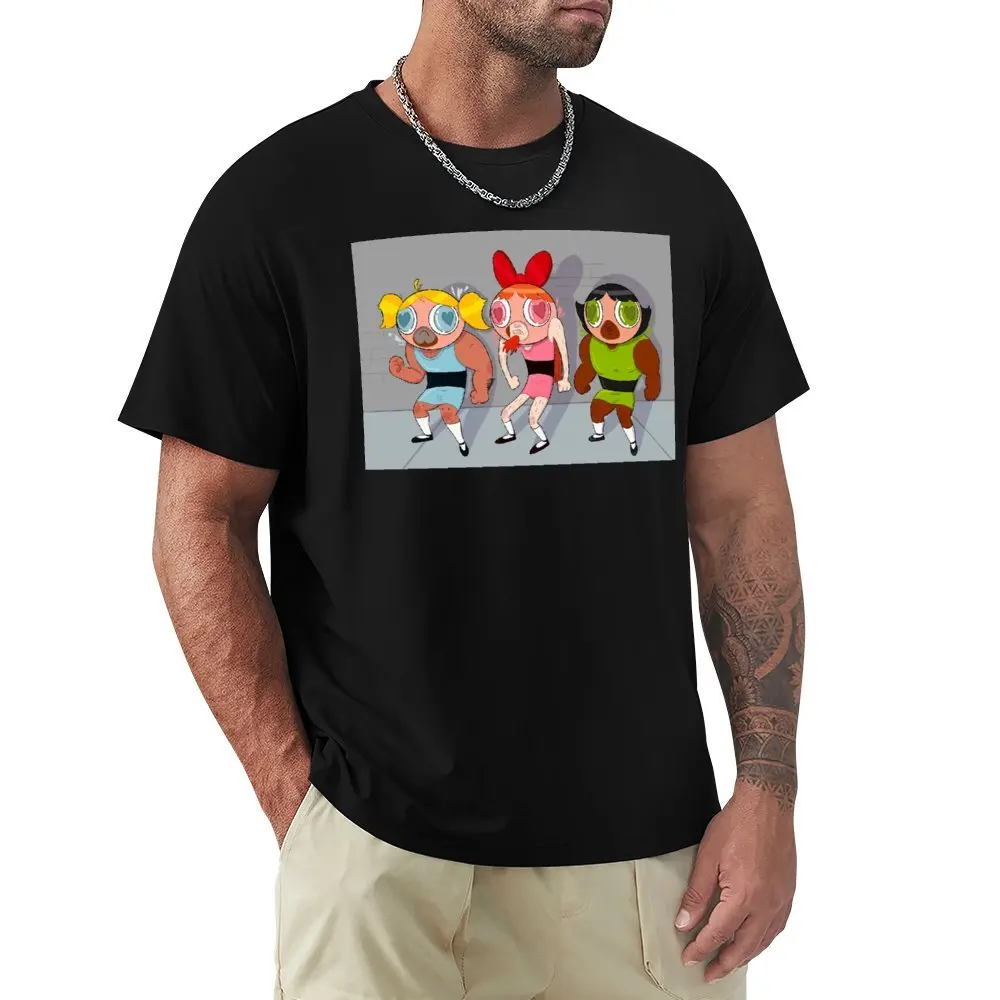 Power Puff Girls Tees Graphic T-shirt Round Neck  Sports  Graphic Home USA Size