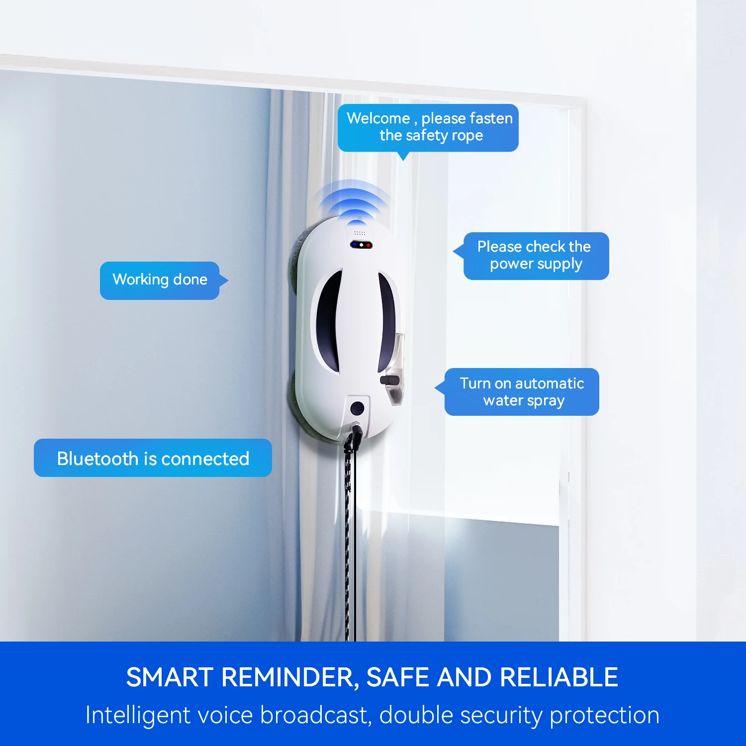 7.7cm Ultra-thin Water Spray Window Cleaner with App Control High Suction Robotic Glass Window Washer