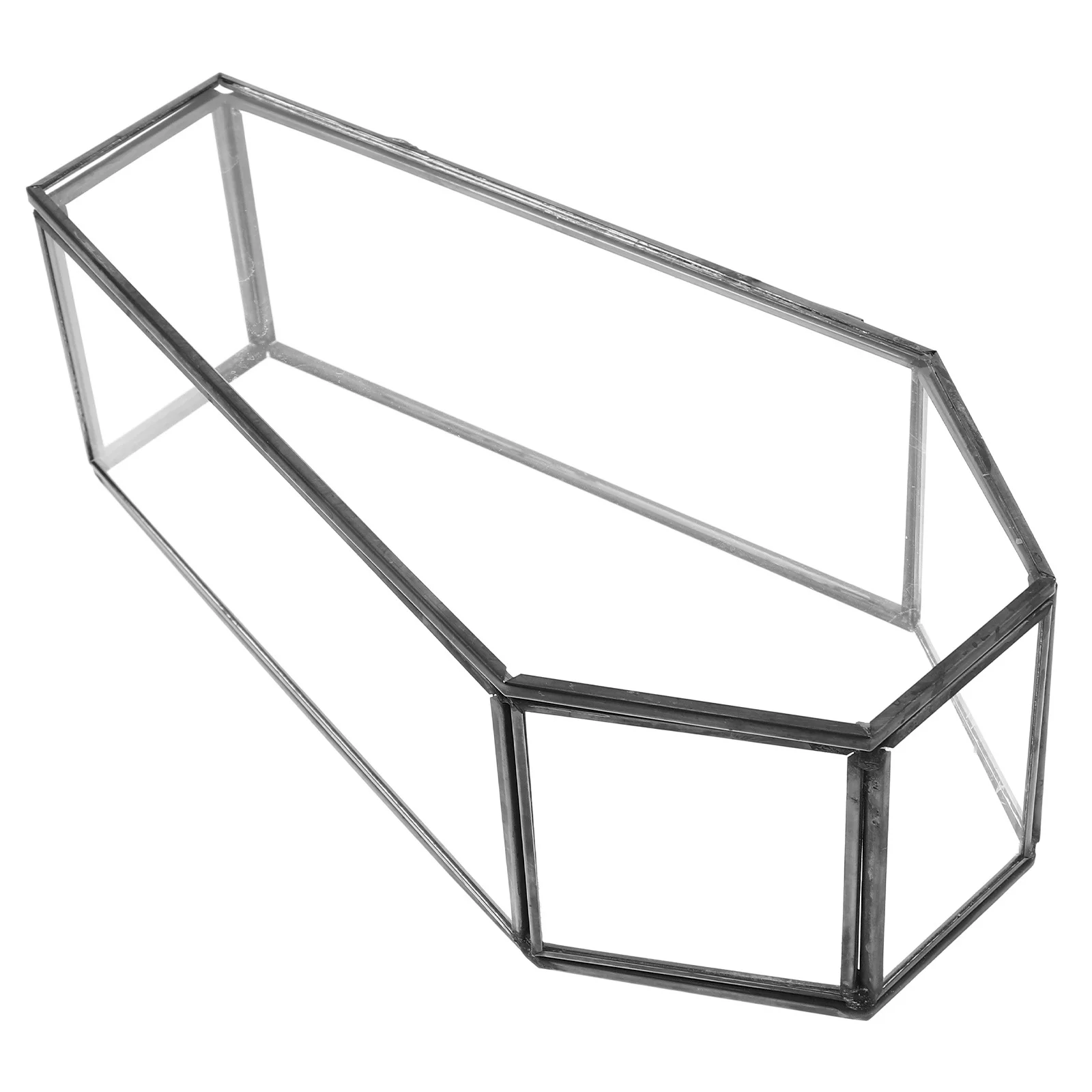

Premium Glass Jewelry Case in Coffin Shape Hinged Lid Decorative Box for Halloween Treats Candy Storage Display Accessory