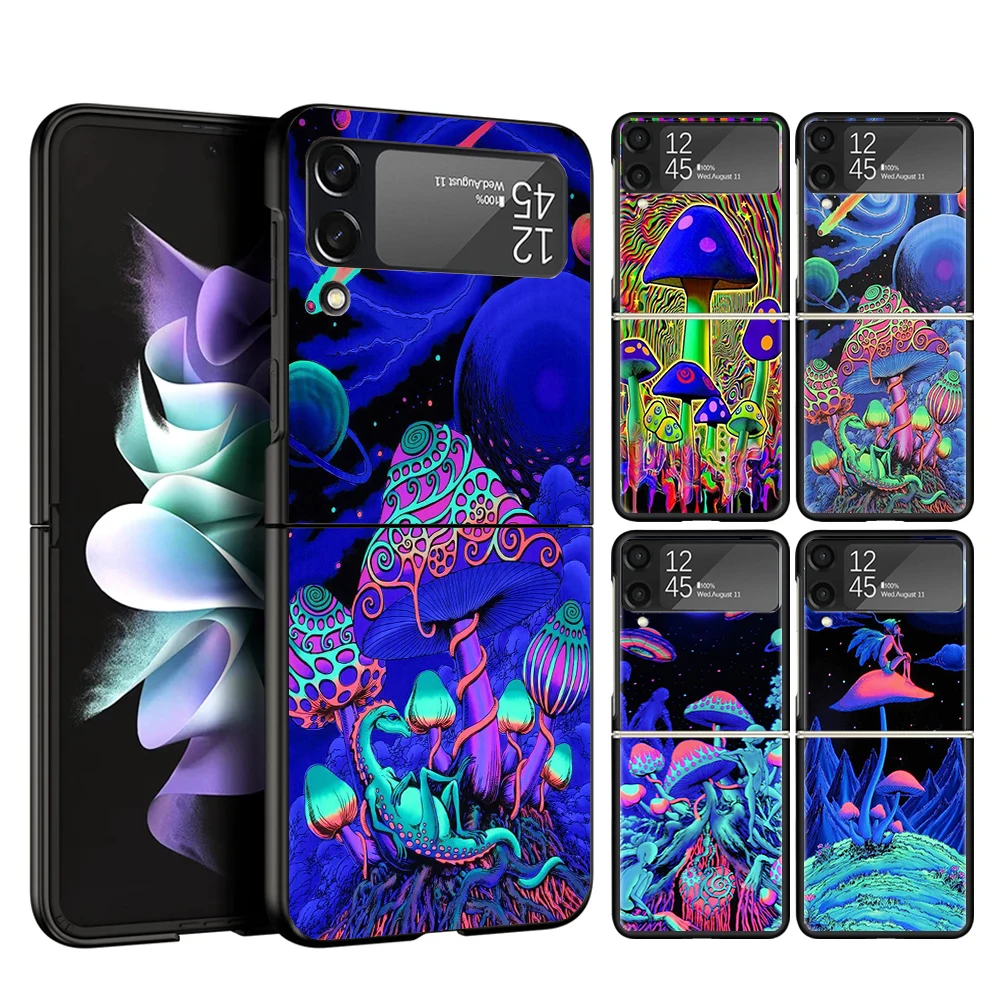 Weird Mushroom Psychedelic Cover Phone Case For Samsung Galaxy Z Flip 6 5 4 3 5G Flip6 Flip5 Flip4 Flip3 Black Hard Fundas Shell