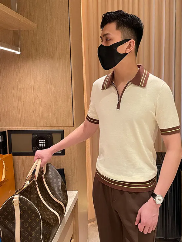 

Faionable Men's Color Blo irt Summer New Sle Slim Fit ort Sve Топ с отложным воротником Молодежный активный Sle Casua...