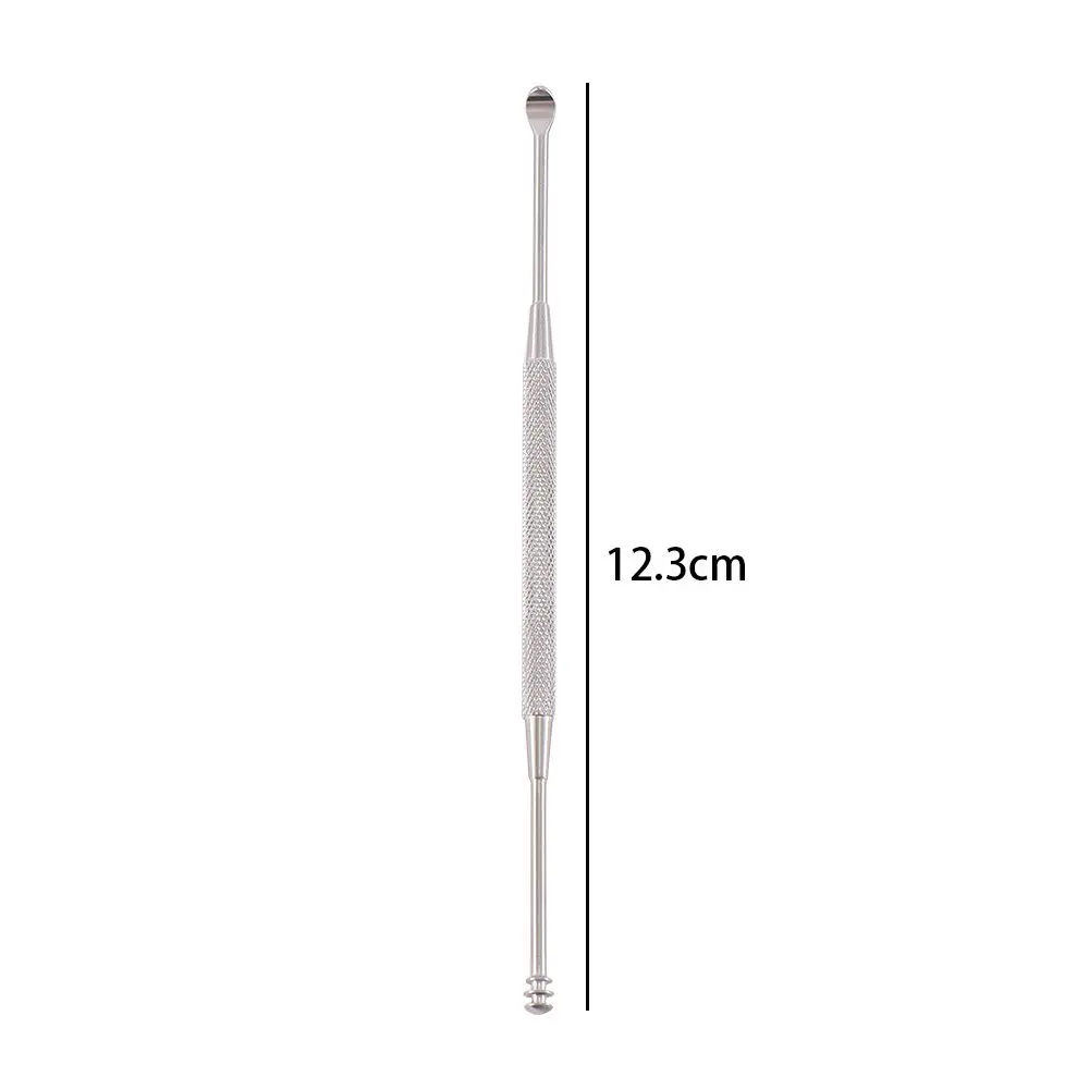 Aço inoxidável Earpick com Espiral Ear Pick, 2 em 1, Earwax Removal Tool, Cleaner, Care, Double Ended, Segurança