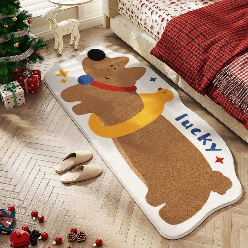 50*160cm Cartoon Bedroom Rug Wear-resistant Thick Imitation Cashmere Bedroom Bedside Blanket Absorbent Sausage Dog Long Carpet