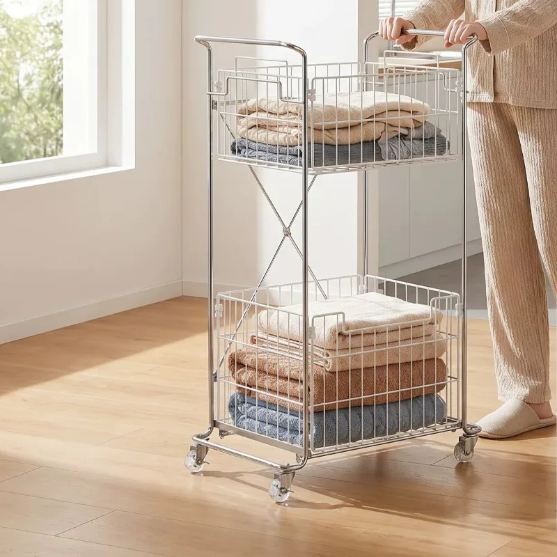 Wire Big Laundry Baskets Organizer Clothes Narrow Laundry Hamper Wheels Trolley Cestas De Almacenamiento Bathroom Accessories