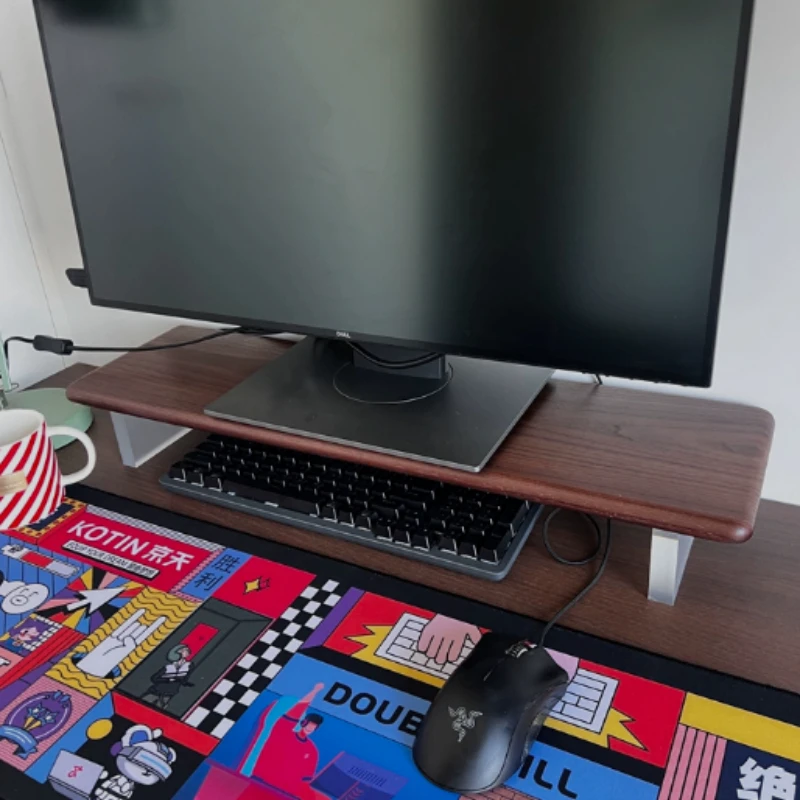 Floating Acrylic Monitor Stand Solid Wood Computer Desks Modern Screen Height Increasing Holder Ergonomic Office Desk Organizer
