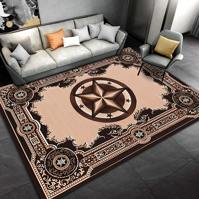 Retro Five-pointed Star Pattern Rug Carpet for Living Room Bathroom Mat Creative Doormat Carpet for Bedroom Home Decor Play Mats