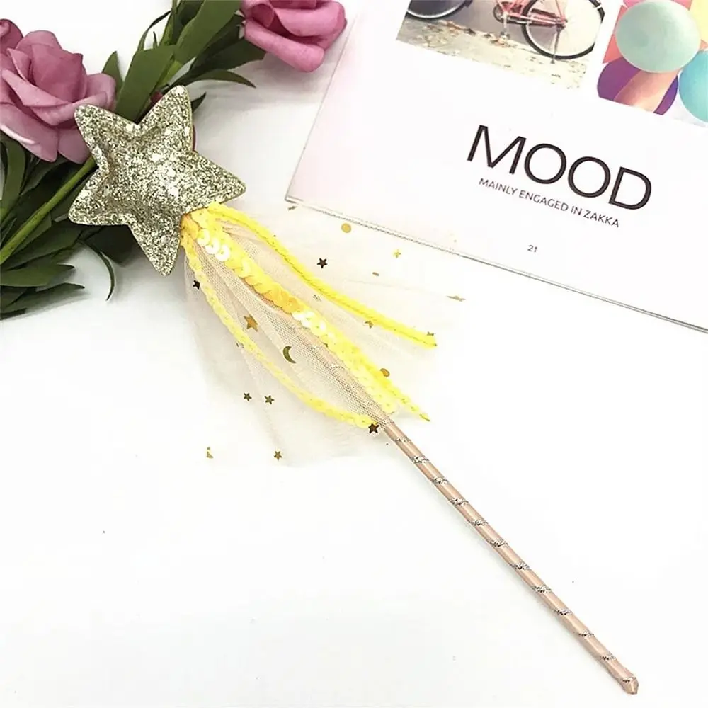 งานแต่งงาน Dreamlike Star Fairy Wand Five Pointed Star Girls Wand Princess Wand พลาสติกเด็กที่มีสีสัน Stick Wand Cosplay Props