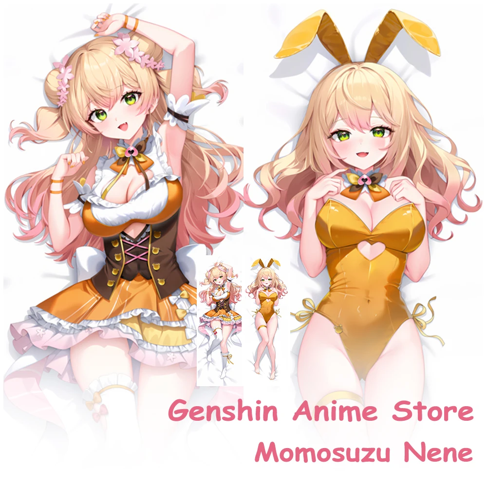 

VTuber Momosuzu Nene Anime Kawaii Pillowcase Cosplay Props Polyester Cartoon Double-Sided Printed Otaku Pillow Covers Dakimakura