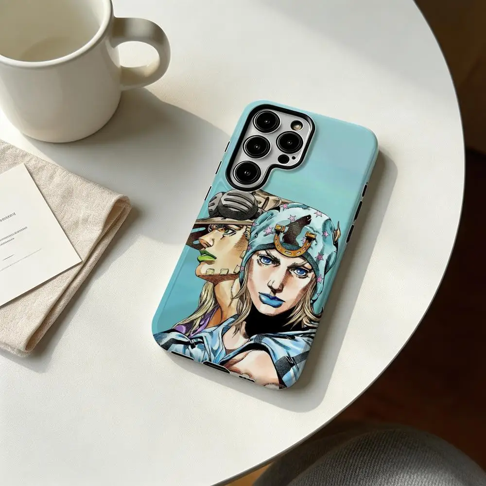 Hot cool Anime J-JOJO Steel Ball Run Phone Case For Samsung Galaxy S25 S24 S23 S22 S21 Plus Ultra 2-in-1 Glossy shell