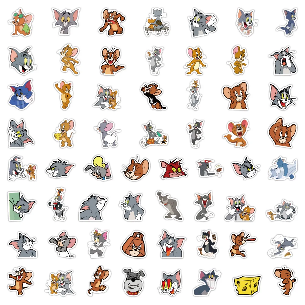 50 ชิ้นอะนิเมะการ์ตูนแมวและหนูดูเดิลเด็กสติกเกอร์กันน้ำ