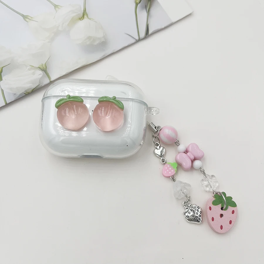 Capa com pingente de fruta de pêssego para Huawei FreeArc Capa de silicone para fone de ouvido para Huawei Free Arc capa