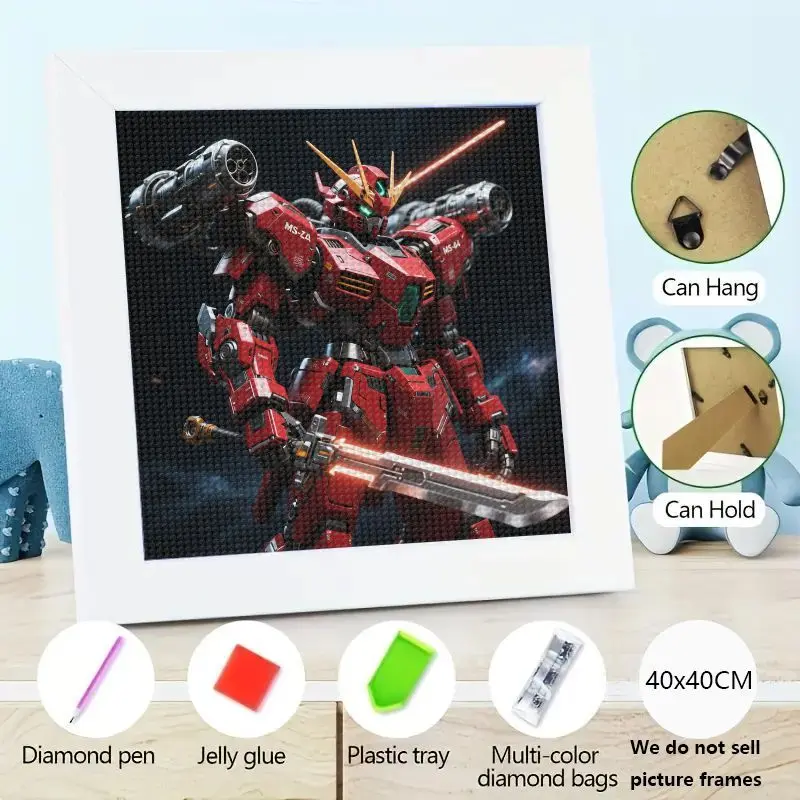 

1 шт. DIY 5D комплект алмазной живописи красный робот-меха воин Gundam-стиль аниме полная дрель горный хрусталь вышивка крестиком ремесло H