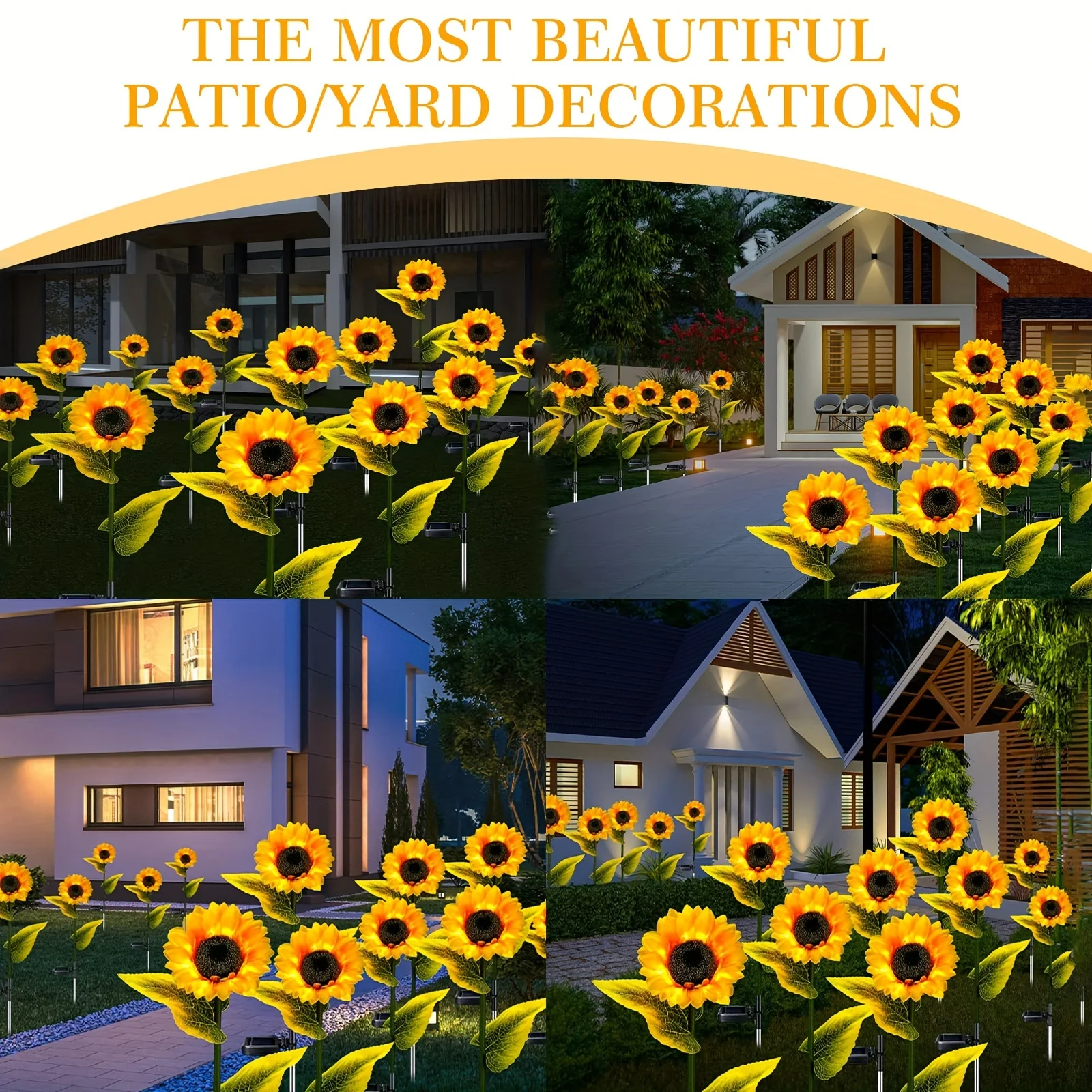 Sunflower Solar Lights Outdoor Decor 1/3 LED Sunflower Yellow Flower Lights Decorative For Patio Lawn Garden Pathway Decoration