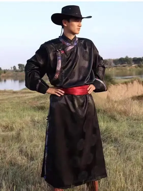 men's-long-silk-mongolian-robe-ethnic-sle-dance-performance-daily-wear-prairie-travel-photoaphy-large-size-loose-fit