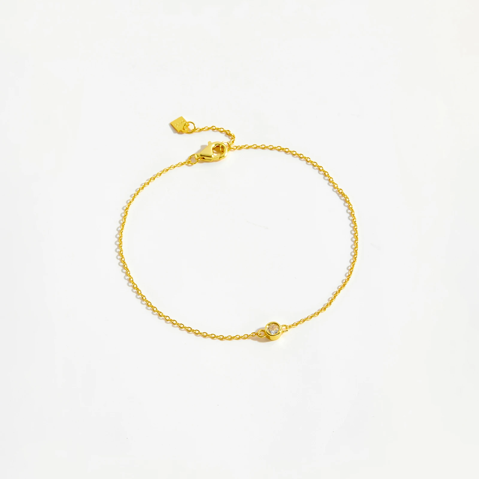 VEWANT 925 Sterling Silver One Small Circle CZ Zircon Clear Charm Chain Bracelet Women Simple Gift Fine Jewelry