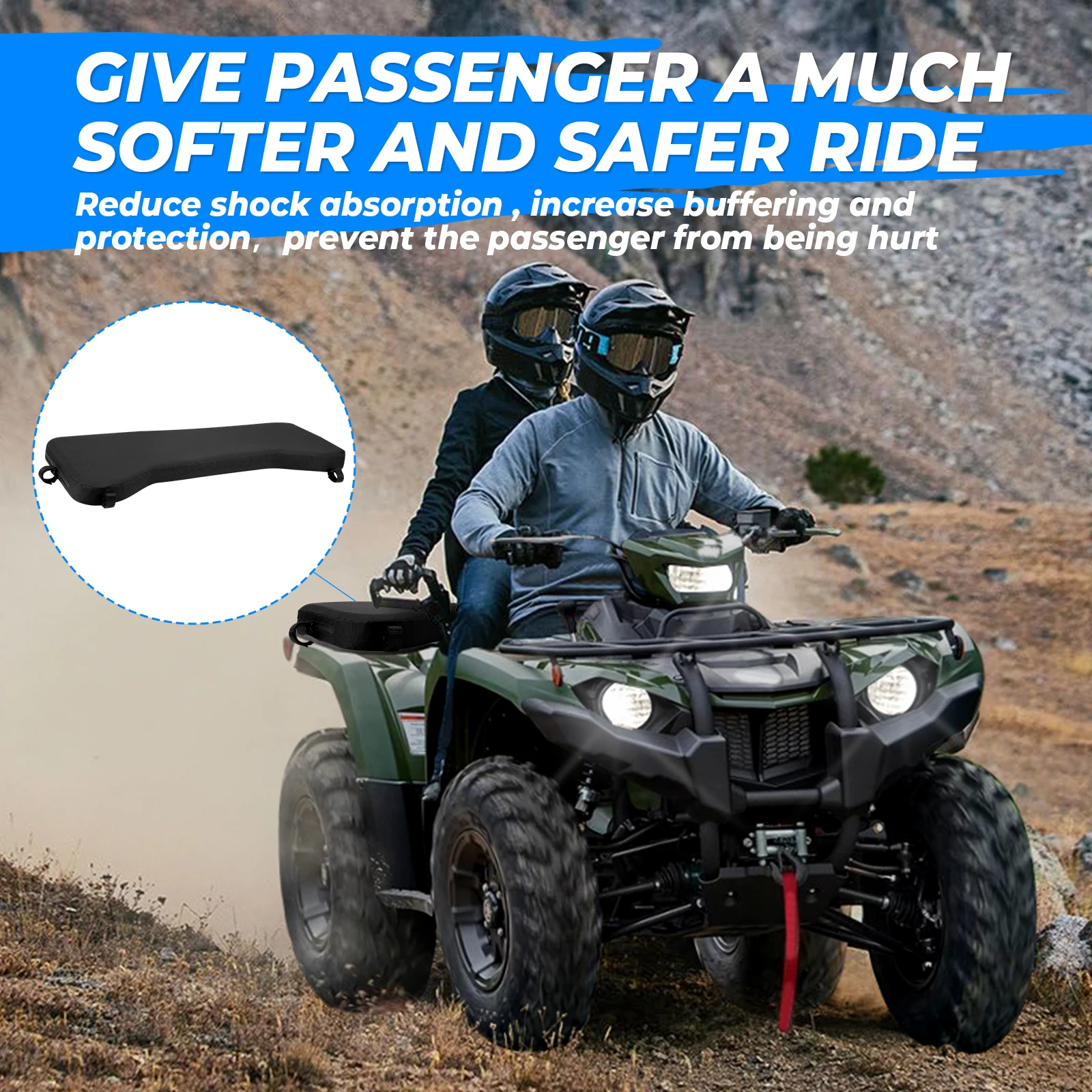 ATV Rear Passenger Pet Seat Rack Pad Quad Cushion for Yamaha Compatible with Polaris Sportsman for Can-am for Cf moto for Suzuki