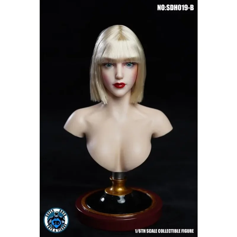 SDH019 1/6 Scale Female Head Sculpt Straight Short Hair Head Carving Model for 12