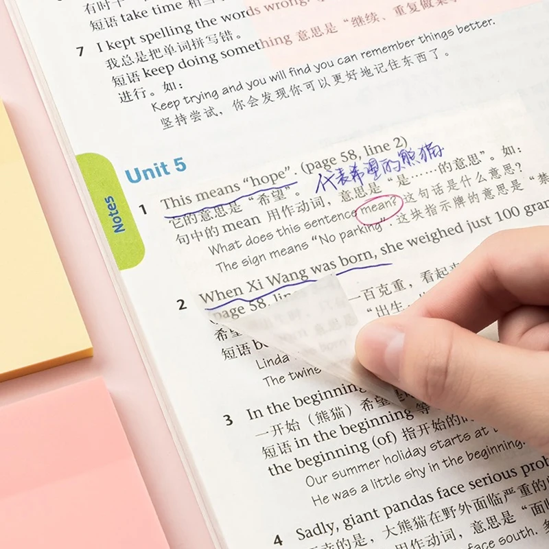50 Sheets Stickers Waterproof PET Transparent Sticky Notes Memo Pad  Daily To Do List Note Paper for Student Office Stationery