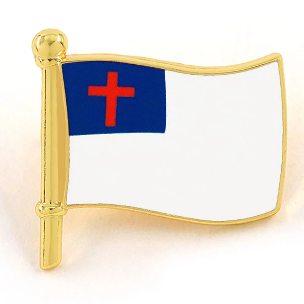 Christian Flag Jesus Christ Cross Lapel Pin 1897s Charles C. Overton Badge Retro Metal Jewelry Brooch Fashion Backpacks Gift