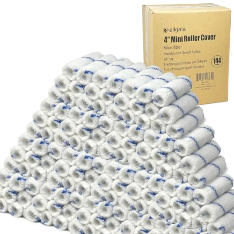 

Mini Paint Roller 144 Bulk Pack 4 Inch Mini 3/8" Nap Shedless Microfiber Paint Roller Cover
