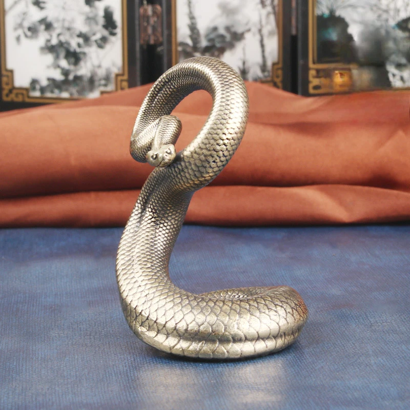 Little Fairy/ Retro Pure Solid Brass Snake Creative Home Ornaments Metal Animal Model Ornaments Home Garden Decoration Crafts