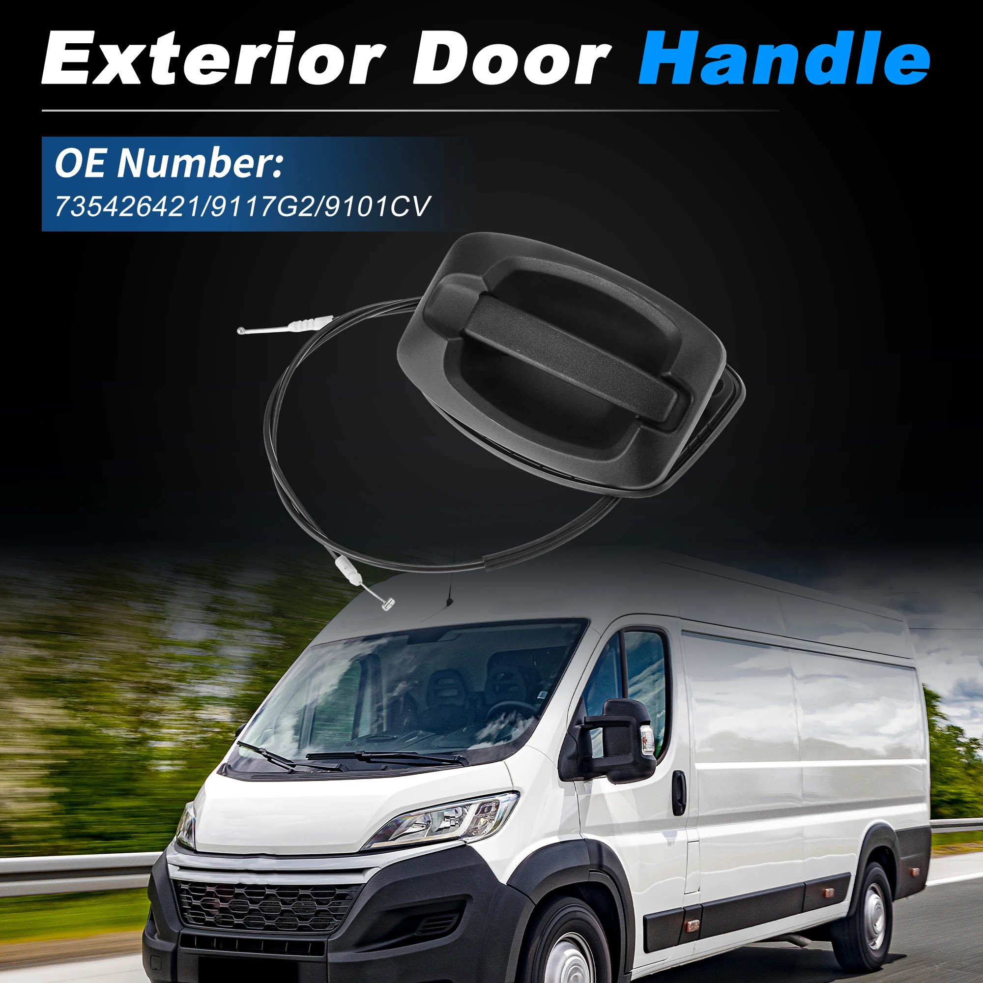 

UXCELL Sliding Door Exterior Door Handle No.735426421/9117G2 Outside Car Door Handle for Citroen Jumper III 2006-2014 1 Set