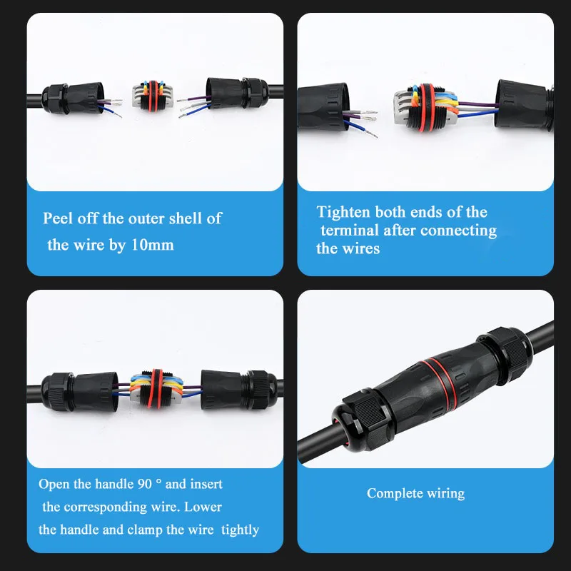 Outdoor waterdichte draadconnector RJ45 2 in 2 uit 3 tot 3 aansluitblok IP68 regendicht begraven perskabelconnector aansluitdoos