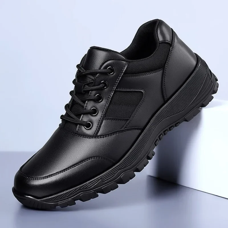 

New Platform Cow Leather Casual Sneakers for Men Designer Autumn Winter Cotton Black Outdoor Men's Sports Shoes