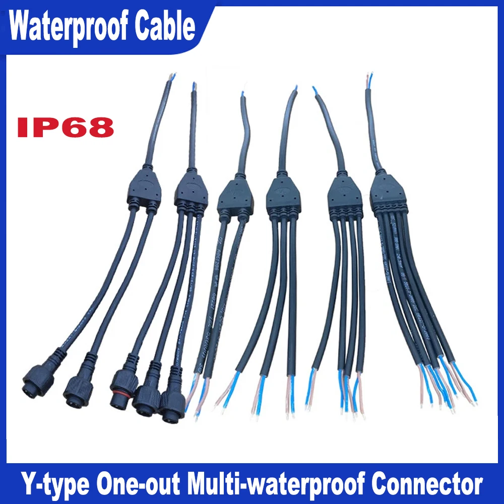

IP67 Y-Type Cables Connector 2 3 4Pin 1 to 2 3 4 5 Splitter Connector Waterproof Outdoor LED Solar Light Male Female Plug Wire