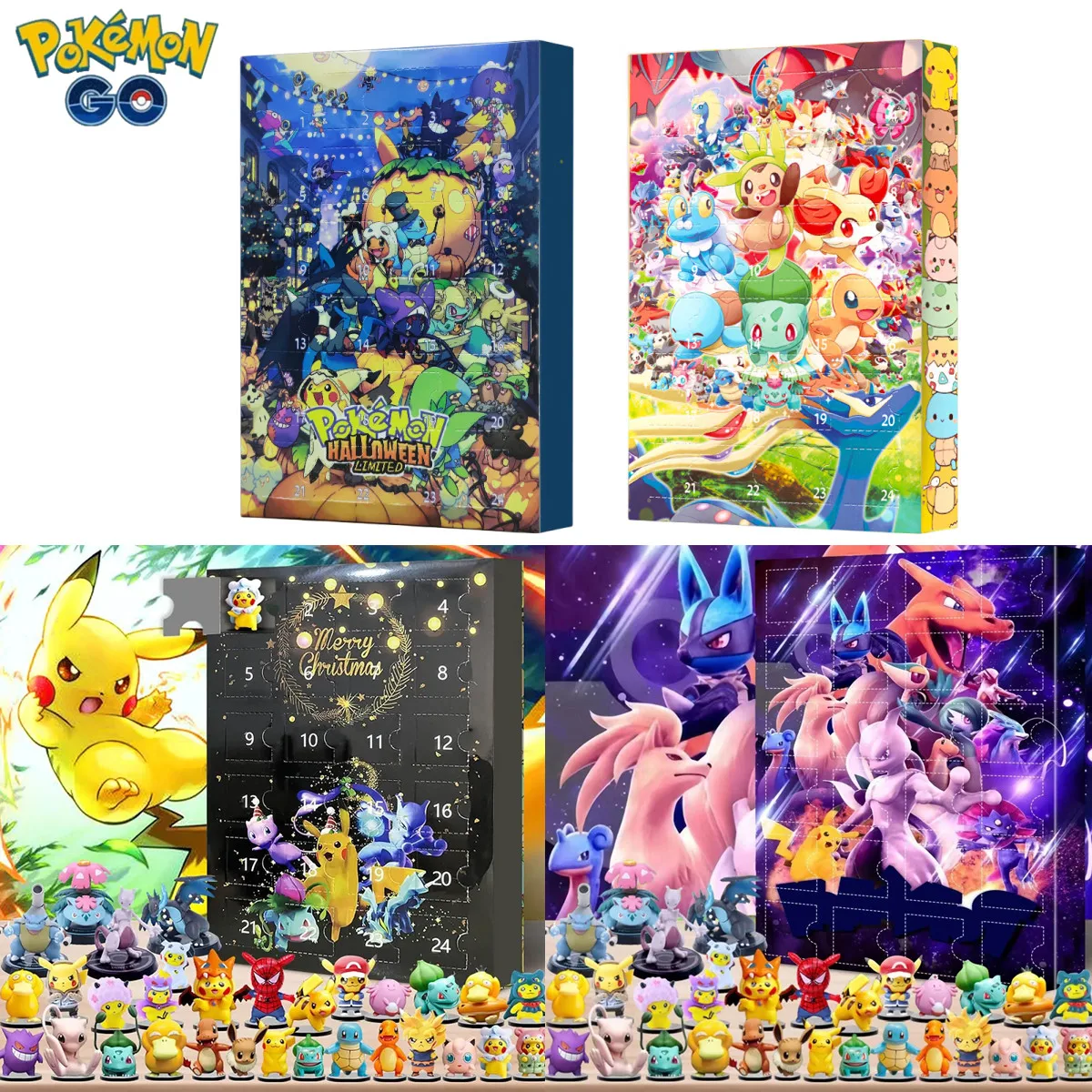 Newest Pokemon Anime Figure Christmas Advent Calendar Figures with Christmas Gift Box Original Pikachu Toy Boys Girls Kid Toys