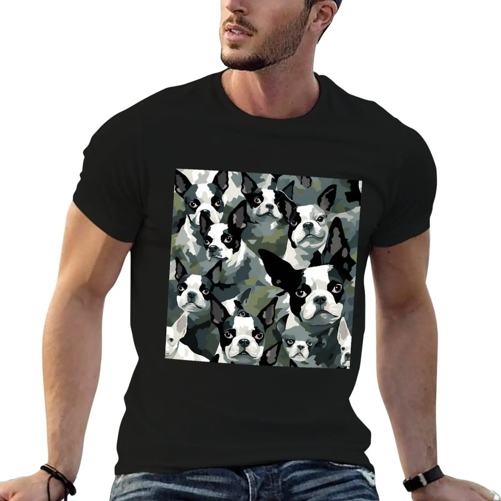 G camisa de camuflaje hombre camiseta Boston patrón Terrier camisas esenciales para t