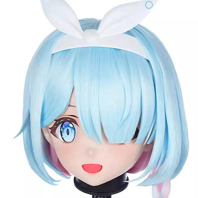 Full headband lockHandmade Customize Cartoon Character BJD Cosplay Kigurumi Mask Resin Japanese Anime Kigurumi Masks