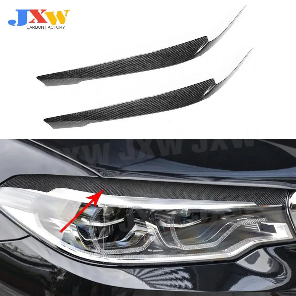 

Carbon Fiber Car Front Bumper Head Eyelid Eyebrow Trims for BMW 5 Series G30 G38 530i 540i M550i 2017-2023 Foglamp Decoration